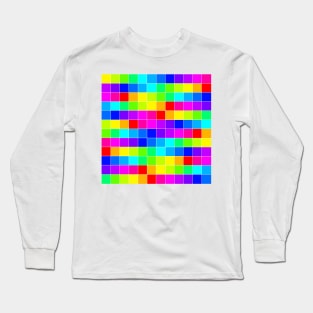 Rainbow Squares White Lines Long Sleeve T-Shirt
